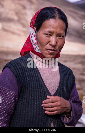 Ritratto di un nomade Changpa, Ladakh, India Foto Stock