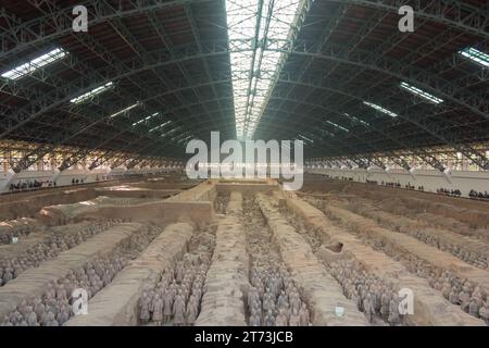 Panoramica dei soldati di terracotta. Xian, Shaanxi, Cina Foto Stock