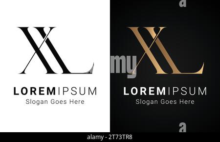 Design con logo monogramma Luxury Initial XL o LX Text Letter Illustrazione Vettoriale
