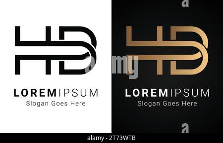 Design con logo monogramma Luxury Initial HB o BH Text Letter Illustrazione Vettoriale