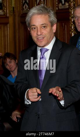 IMMAGINI DEI FILE. Westminster, Londra, Regno Unito. 13 novembre 2023. John Bercow è un ex politico britannico che è stato Speaker della camera dei comuni dal 2009 al 2019 e membro del Parlamento per Buckingham dal 1997 al 2019. Westminster, Londra, Regno Unito. 1 novembre 2011. Nella foto John Bercow, presidente della camera dei comuni, ospita un ricevimento parlamentare nel suo appartamento nel Palazzo di Westminster. Credito: Maureen McLean/Alamy Foto Stock