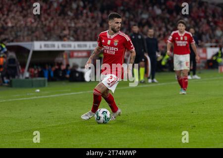 12 novembre 2023. Lisbona, Portogallo. L'attaccante del Benfica dal Portogallo Rafa Silva (27) in azione durante la partita del Matchday 11 di Liga Portugal Betclic, SL Benfica 2 vs 1 Sporting CP Credit: Alexandre de Sousa/Alamy Live News Foto Stock