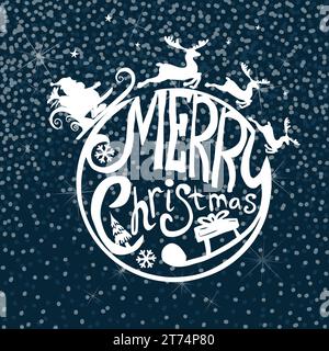 Testo buon Natale e Babbo Natale. disegno manuale. Non IA. Illustrazione vettoriale Illustrazione Vettoriale