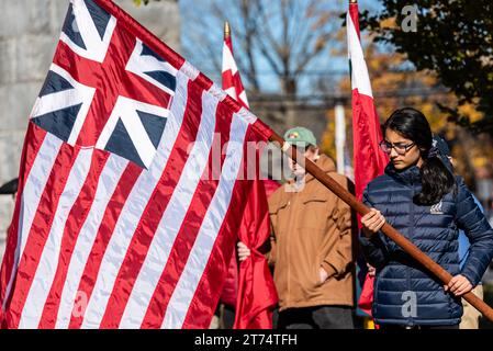 La cerimonia annuale di Acton si tiene nell'Acton Center di fronte al Municipio. Foto Stock