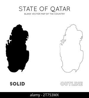 Mappa del Qatar. Mappa vettoriale vuota del Paese. Borders of Qatar per la tua infografica. Illustrazione vettoriale. Illustrazione Vettoriale