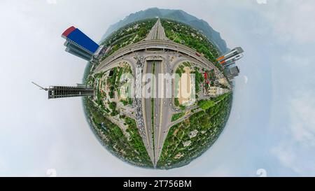 Vista esclusiva della capitale Islamabad Tiny Planet vista a 360 gradi. Foto Stock