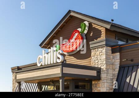 Chili's Bar and Grill è una catena di ristoranti informali americani creata nel 1975 con oltre 1.600 sedi. Foto Stock