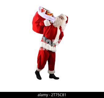 babbo natale con un sacco pieno di regali pronti per natale Foto Stock