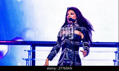 Edmonton, Canada. 8 novembre 2023. La superstar canadese di musica country Shania Twain si esibisce durante il suo "Queen of me" Tour a Edmonton. Credito: SOPA Images Limited/Alamy Live News Foto Stock