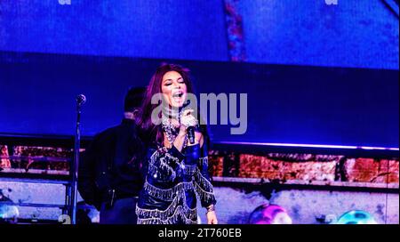 Edmonton, Canada. 8 novembre 2023. La superstar canadese di musica country Shania Twain si esibisce durante il suo "Queen of me" Tour a Edmonton. Credito: SOPA Images Limited/Alamy Live News Foto Stock