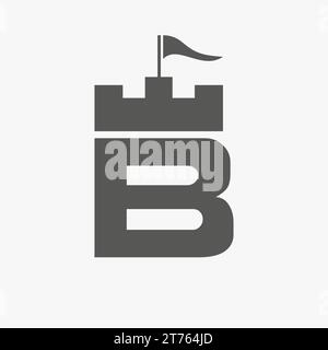 Logo Castle con logo B modello vettoriale simbolo Illustrazione Vettoriale