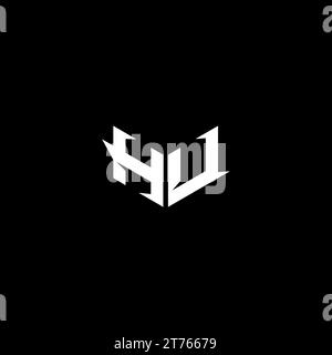 Schema iniziale del logo HU Premium e concetto di design dei giochi Illustrazione Vettoriale