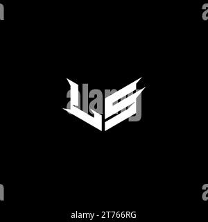 Schema iniziale del logo dell'emblema LS Premium e concetto di design per il gaming Illustrazione Vettoriale