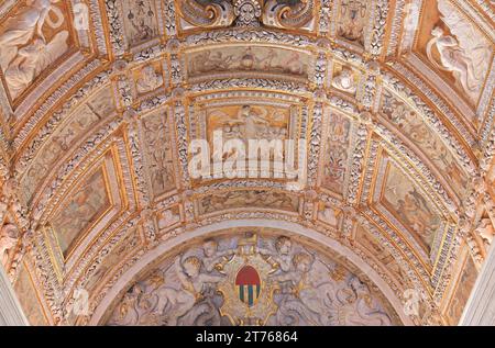 Il soffitto della Scala d'Oro (letteralmente "scalinata d'oro") nel Palazzo Ducale Foto Stock