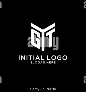 Logo iniziale dello specchio GT, monogramma creativo audace grafica vettoriale dello stile del design iniziale Illustrazione Vettoriale