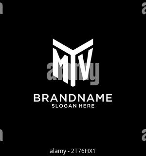 Logo iniziale MV mirror, monogramma creativo grassetto grafica vettoriale iniziale stile design Illustrazione Vettoriale