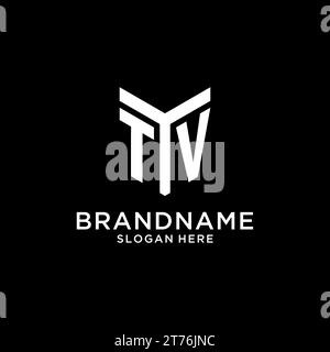 Logo iniziale dello specchio TV, monogramma creativo grassetto grafica vettoriale di stile iniziale Illustrazione Vettoriale