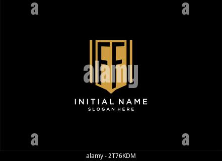 Logo monogramma FF con ispirazione per il design dell'icona dello scudo geometrico Illustrazione Vettoriale