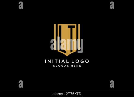 Logo monogramma LT con iconica scudo geometrico, ispirazione per il design Illustrazione Vettoriale