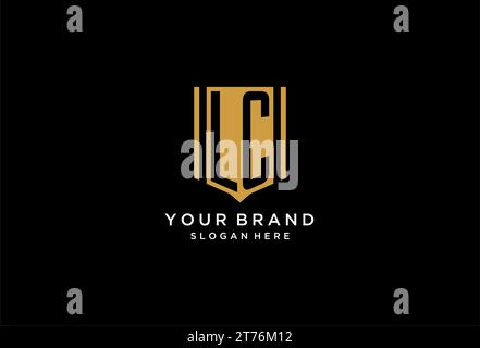 Logo monogramma LC con ispirazione per il design dell'icona dello scudo geometrico Illustrazione Vettoriale