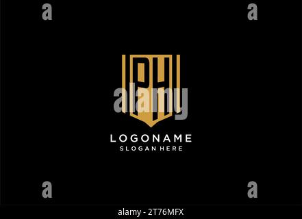 Logo monogramma PH con icona scudo geometrico ispirazione per il design Illustrazione Vettoriale