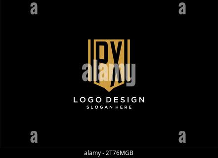Logo monogramma PX con ispirazione per il design dell'icona dello scudo geometrico Illustrazione Vettoriale