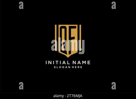 Logo monogramma QF con ispirazione per il design dell'icona dello scudo geometrico Illustrazione Vettoriale