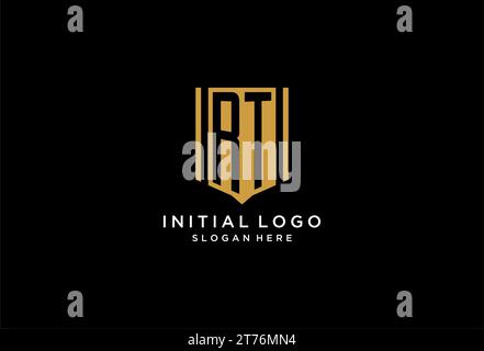 Logo monogramma RT con ispirazione per il design dell'icona dello scudo geometrico Illustrazione Vettoriale