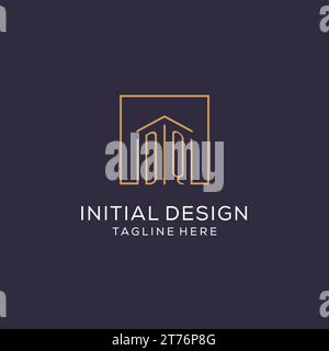 Logo DQ iniziale con linee quadrate, design elegante e lussuoso del logo immobiliare grafica vettoriale Illustrazione Vettoriale