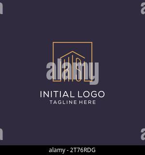 Logo KS iniziale con linee quadrate, design elegante e lussuoso del logo immobiliare grafica vettoriale Illustrazione Vettoriale