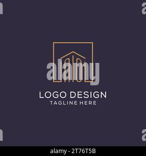 Iniziale SENZA logo con linee quadrate, design elegante e lussuoso del logo immobiliare grafica vettoriale Illustrazione Vettoriale