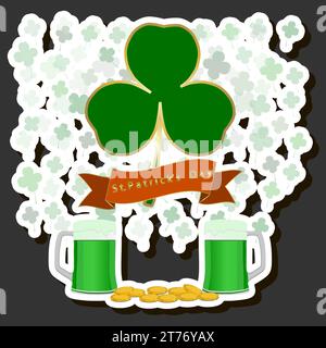 Splendida illustrazione a colori sul tema delle festività annuali di St Patrick's Day Illustrazione Vettoriale
