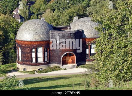 La Glashaus, Glass House, costruita nel 1914 nel campus di Goetheanum, l'architetto Rudolf Steiner Dood and Slate. Foto Stock