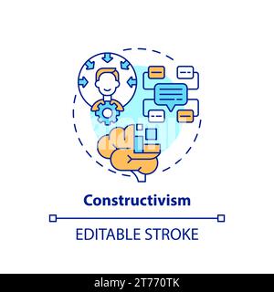 Concetto di costruttivismo con icone colorate e sottili Illustrazione Vettoriale