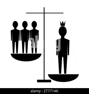 Il concetto sotto forma di silhouette raffigura l'opinione di una persona con disturbo narcisistico della personalità su se stesso, il suo ego, l'autostima. Illustrazione Vettoriale
