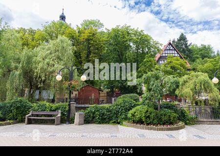 Polanica Zdroj, Polonia, 16 luglio 2023: Centro storico della città Polanica Zdroj nella contea di Klodzko, Voivodato della bassa Slesia nella Polonia occidentale Foto Stock