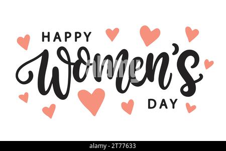 Striscione con scritta Hand Womens Day Illustrazione Vettoriale