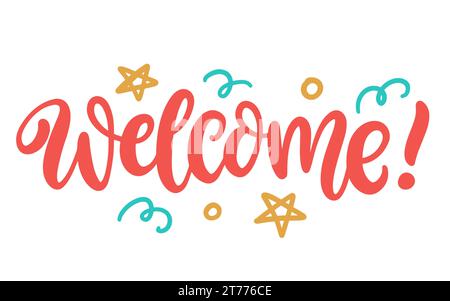 Iscrizione di benvenuto: Banner scritto a mano Illustrazione Vettoriale