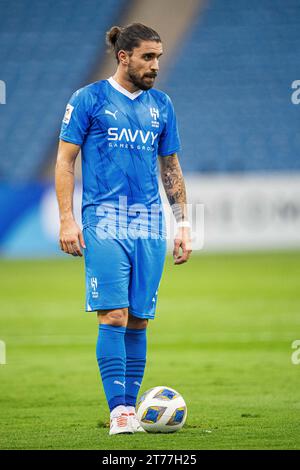 Ruben Neves dell'al Hilal SFC in azione durante l'al Hilal SFC (KSA) vs Mumbai City (IND) durante il loro match Day 3 dell'AFC Champions League 2023-24 gruppo D al King Fahd International Stadium il 23 ottobre 2023 a Riyadh, Arabia Saudita. Foto di Victor Fraile / Power Sport Images Foto Stock