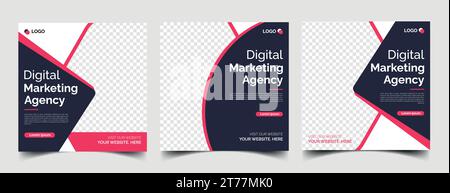 Banner di marketing digitale aziendale per modelli di post sui social media Illustrazione Vettoriale