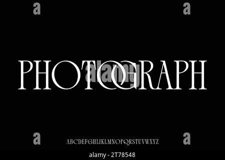 Elegante e minimalista, visualizzazione alfabetica dei caratteri. Esclusivo stile tipografico di legatura serif Illustrazione Vettoriale