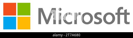 Logo Microsoft. Illustrazione editoriale isolata su sfondo bianco Illustrazione Vettoriale