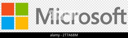 Icona Microsoft. Logo editoriale isolato su sfondo trasparente Illustrazione Vettoriale
