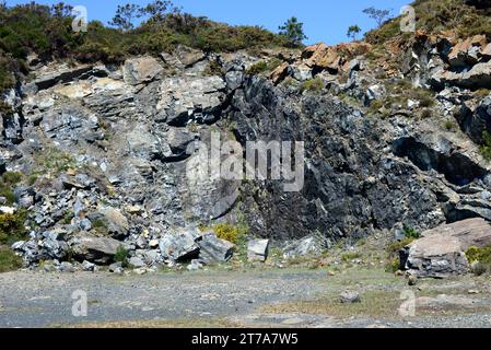 Dunite o olivinite è una roccia ultramafica intrusiva (gruppo peridotite). Questa foto è stata scattata a Cabo Ortegal, A Coruña, Galizia, Spagna. Foto Stock