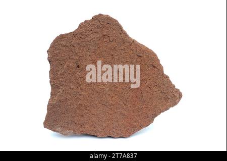 Arenaria rossa. L'arenaria è una roccia sedimentaria clastica composta da grani di quarzo. Questo campione proviene da Sierra de Albarracín, Teruel, Aragón, Spagna. Foto Stock