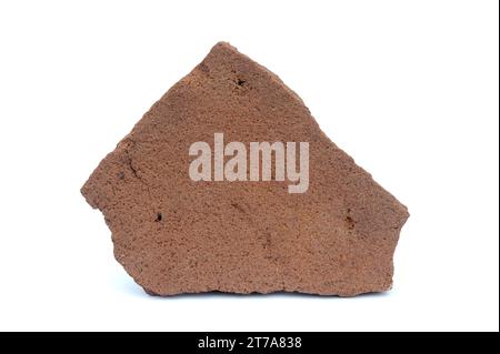 Arenaria rossa. L'arenaria è una roccia sedimentaria clastica composta da grani di quarzo. Questo campione proviene da Sierra de Albarracín, Teruel, Aragón, Spagna. Foto Stock