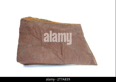 Arenaria rossa. L'arenaria è una roccia sedimentaria clastica composta da grani di quarzo. Questo campione proviene da Sierra de Albarracín, Teruel, Aragón, Spagna. Foto Stock