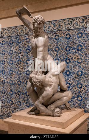 "Samson Slaying a Philistine" (Inghilterra, circa 1695). Piombo intonacato. Questo pezzo è ispirato ad un originale di Giambologna (1529-1608), Foto Stock