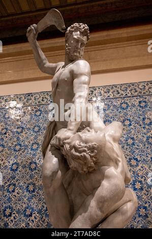 "Samson Slaying a Philistine" (Inghilterra, circa 1695). Piombo intonacato. Questo pezzo è ispirato ad un originale di Giambologna (1529-1608), Foto Stock