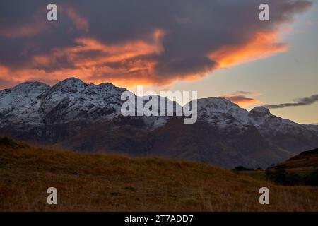 Tramonto nelle Highlands scozzesi Foto Stock